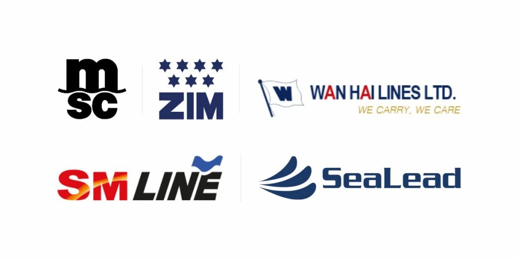 Independent & Additional Carriers: MSC, ZIM, Wan Hai (WHL), SML, SLS and others