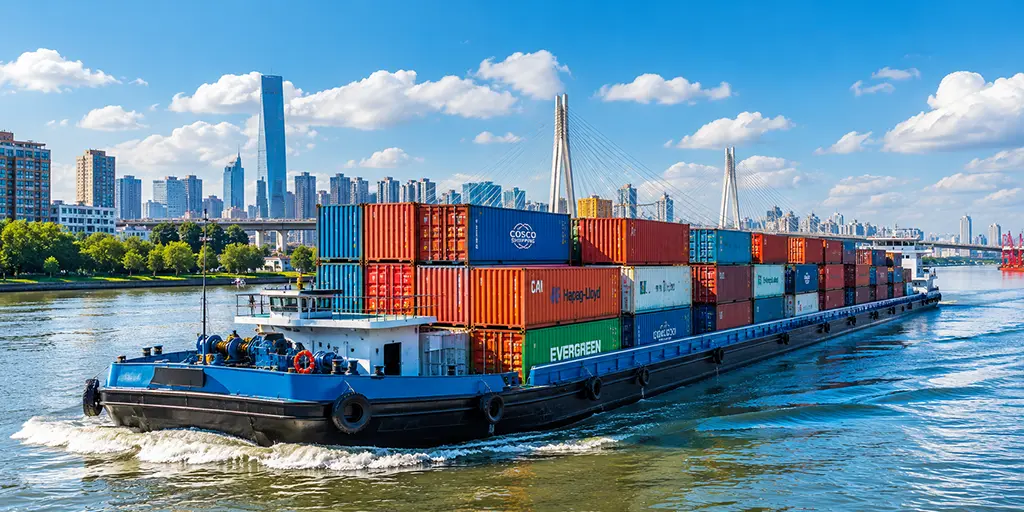 Sea-river ocean freight from China with inland barge and truck delivery