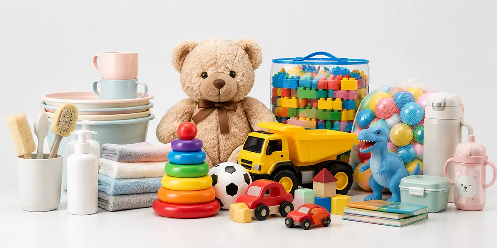 Toys and consumer goods in export cartons ready for sea freight