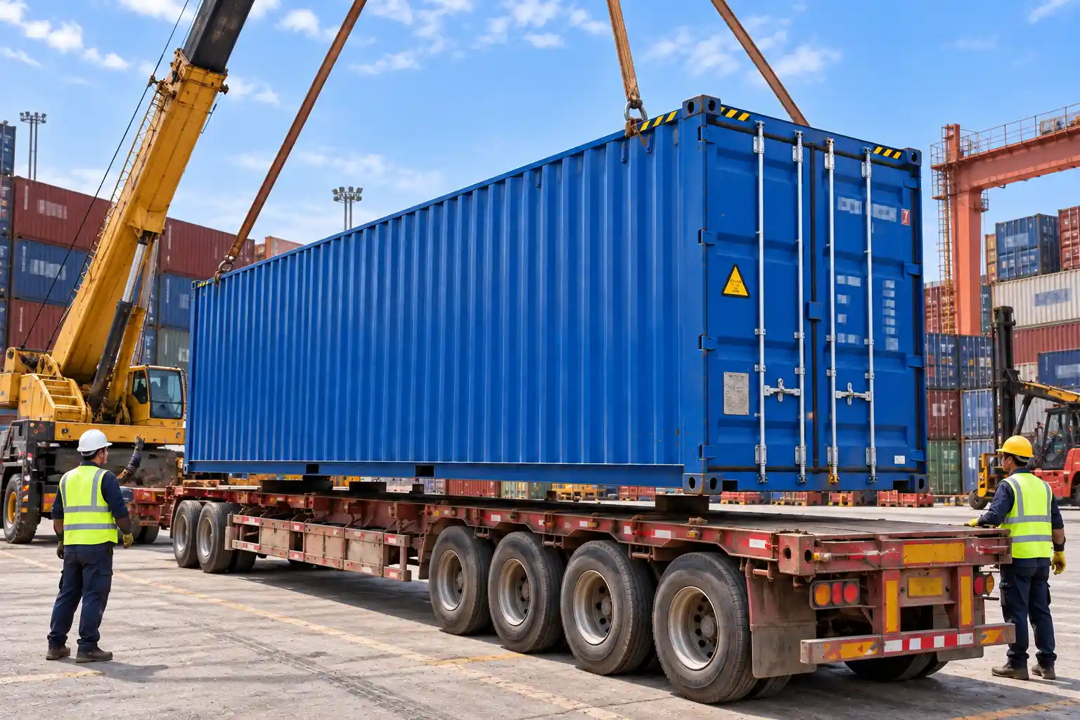 40HQ storage container being moved between project locations